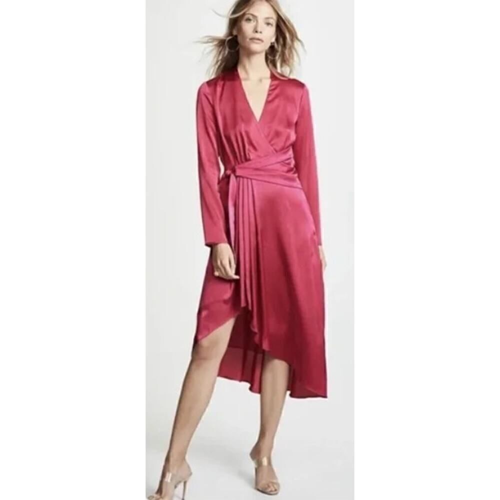 Equipment Femme Alisa Pink Satin Dress Sz. 2 - Picture 2 of 7